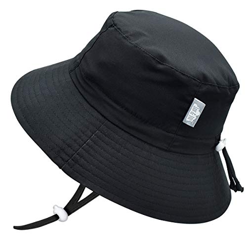 JAN & JUL Kids' Quick Dry Beach Bucket Sun-Hat for Swimming - color: Black, size: 5-12 Years