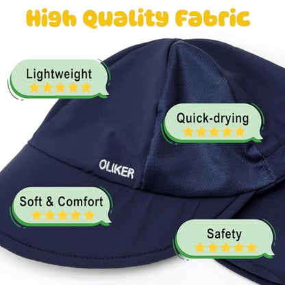 Baby Sun Hat with Breathable Mesh, UPF 50+ Boys Girls Toddler Swim - color: Navy Blue, size: 0-6 Months