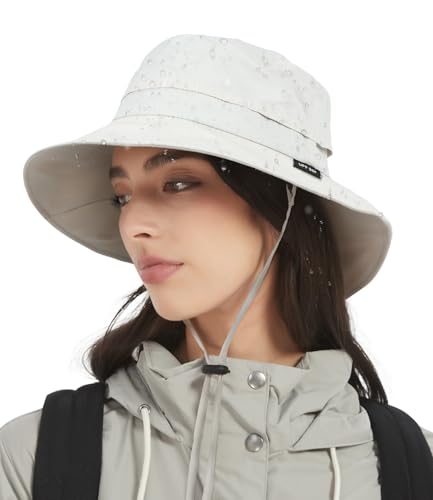 Bucket Hat Waterproof Rain Hat for Women Men Sun Hats UPF50+ Packable Summer Hat Hiking Travel Floppy Sun Hat - color: Cool Grey