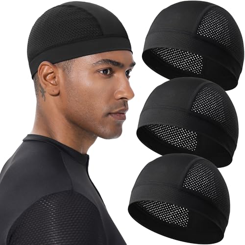 3PCS Cooling Breathable Skull Cap for Men Women Helmet Liner Caps - color: 3pcs(black)