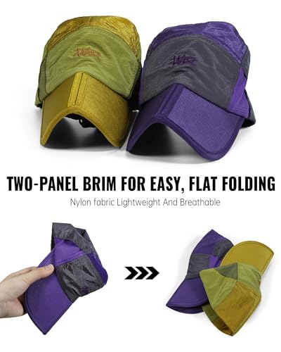 Croogo Foldable Quick Dry 5 Panel Hat Breathable Running Baseball Cap - color: Purple