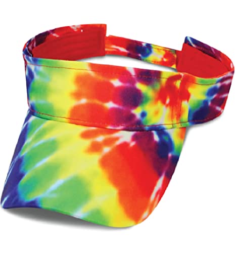 Pastel Rainbow Tie Dye Multi Colored Visor Cap Hat with Adjustable Strap for Size Pickleball