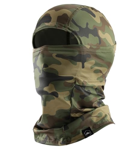 Tough Headwear Balaclava Ski Mask - Breathable Face Mask for Men - Flexible Hinge Full Face Cover - Windproof Motorcycle Gear - color: Green Camo