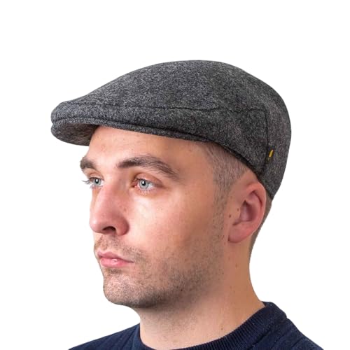 Hatman of Ireland 100% Wool Flat Cap Handmade in Ireland - color: Clerical Grey 1, size: Large