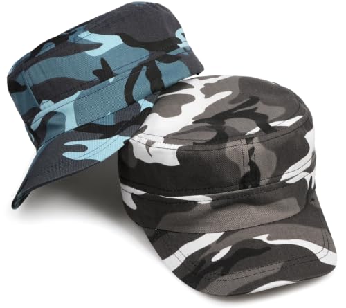Initlove Cadet Army Cap Military Unisex Flat Top Hat for Men Women - color: Camo Grey