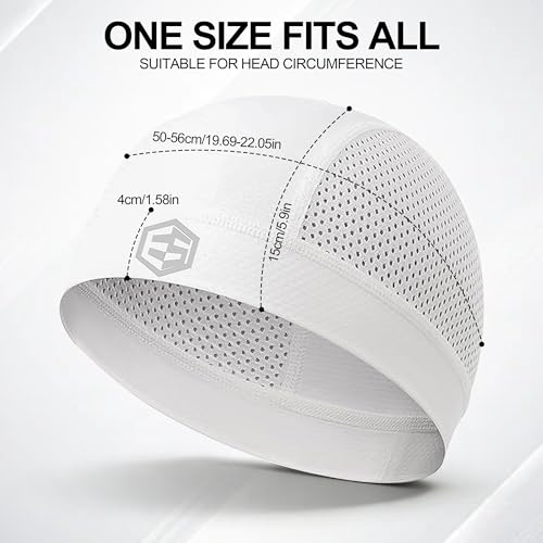 3Pcs Breathable Mesh Skull Caps for Men Women, Quick Dry Lightweight Sweat Helmet Liner Beanie, Hair Cooling Cap - color: 2pc Black & White