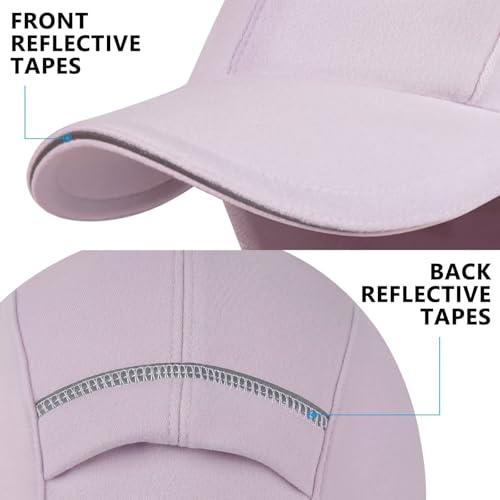 GADIEMKENSD Women's Winter Reflective Fleece Ponytail Hat with Drop Down Ear Warmer - color: Purple, size: 7-7 1/8
