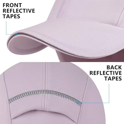 GADIEMKENSD Women's Winter Reflective Fleece Ponytail Hat with Drop Down Ear Warmer - color: Purple, size: 7-7 1/8