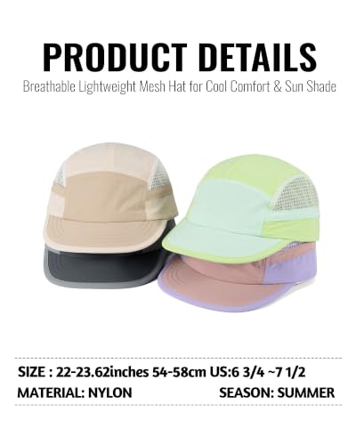 Croogo Short Brim 5 Panel Baseball Cap Mesh Quick Drying Sports Hat for Men - color: Lavender