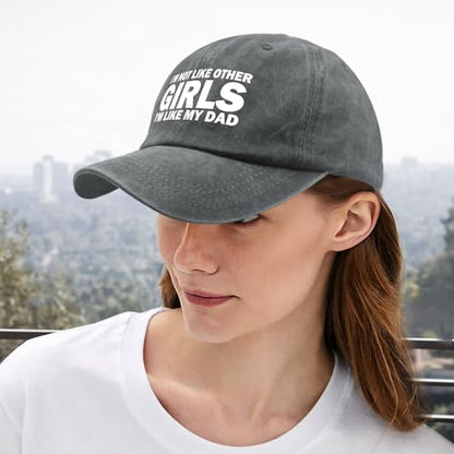 I'm NOT Like Other Girls I'm Like My DAD Cap Women Baseball Hat Adjustable Hats - color: Light Grey