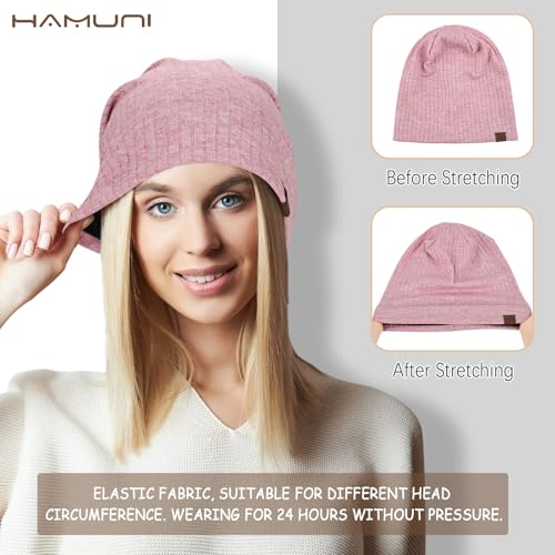 HAMUNI Slouchy Beanie for Men Women Soft Lightweight Chemo Headwear - color: Peach Pink
