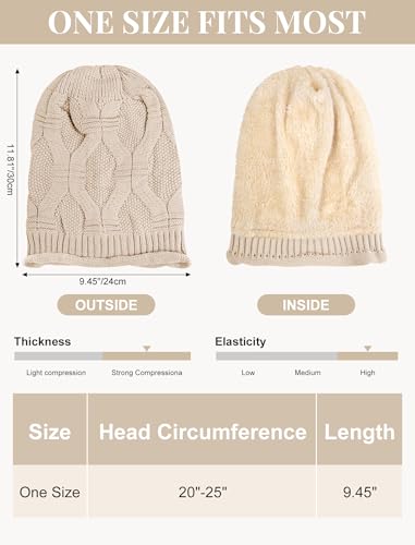 Senker Fashion 2 Pack Winter Beanie Hats for Women, Womens Slouchy Beanies - color: Beige Dark Grey