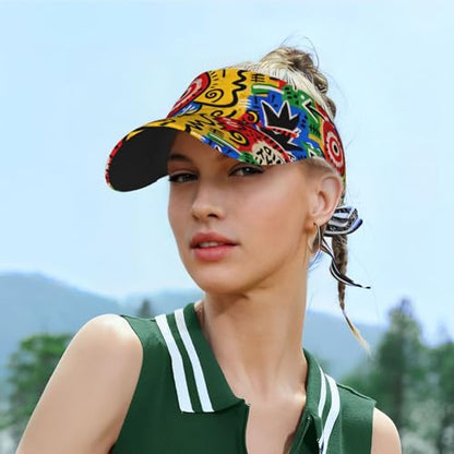 Sun Visor Hats Adjustable Open Top Sport Hat for Golf Women/Men - color: Abstract Cartoon Graffiti