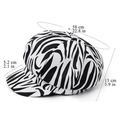 Newsboy Cabbie Baker boy hat Beret Cap for Women Pageboy Visor Paperboy Hat Sailor Fiddler Hat Adjustable - color: White Zebra