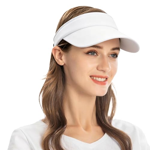 ZLYC Print Sports Sun Visors for Women Girls - color: Solid Color White