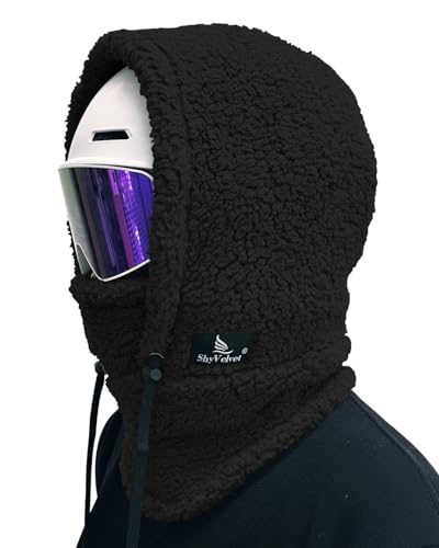 Shy Velvet Sherpa Hood Balaclava Wind-Resistant Ski Mask for Men and Women - color: Black
