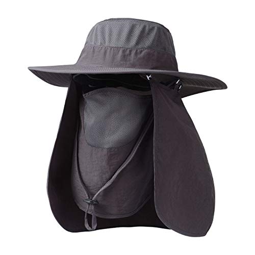 Fishing Hat,Sun Cap with UPF 50+ Sun Protection and Neck Flap,for Man and Women - color: Dark Gray