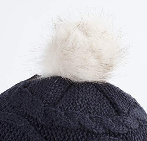 Home Prefer Girls Sherpa Earflaps Hat Toddler Baby Knit Beanie Fuzzy Peruvian Cold Weather Warm Winter Hat - color: Navy Blue, size: Small