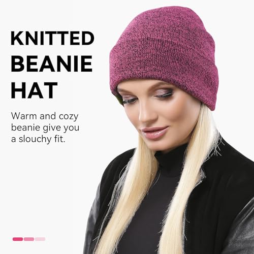 OZERO Mens Winter Hat, Fleece Lined Cuffed Beanie for Men and Women - color: Purple
