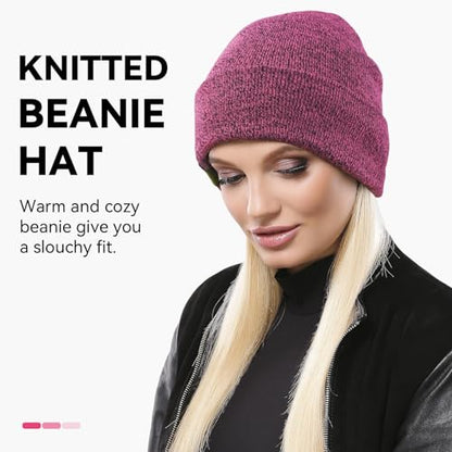 OZERO Mens Winter Hat, Fleece Lined Cuffed Beanie for Men and Women - color: Purple