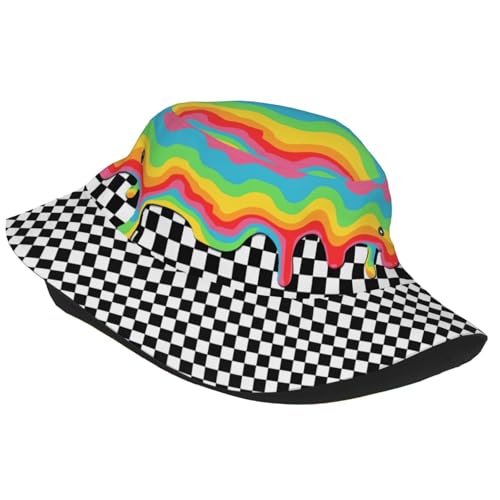 Bucket Hat for Men Women Packable Sun Hats Fisherman Outdoor Summer Travel Hiking Beach Caps - color: Checkered