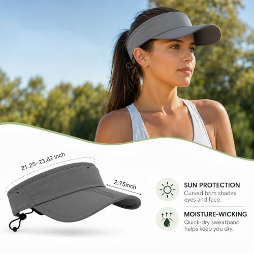 Sun Visor Caps Foldable Brim Adjustable Visor Hats for Women Men - color: 2# Grey
