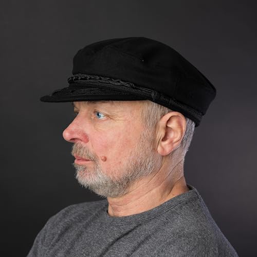 Aegean Authentic Greek Fisherman's Cap - Wool - Black - 6 7/8 - (21 5/8 Inches - 55 cm)