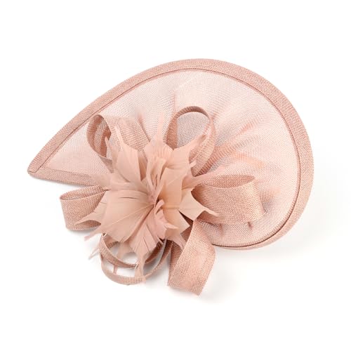 Gionforsy Fascinator Hats for Women Flower Tea Party Hats Pillbox Hat - color: Pink
