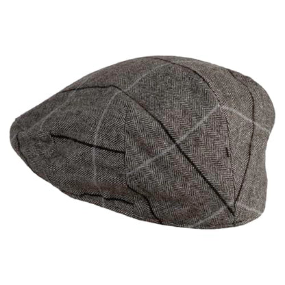 Large Plaid Wool Polyester Blend Ivy Cap - color: Brown, size: Large-X-Large
