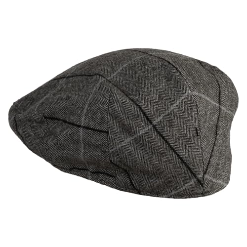 Large Plaid Wool Polyester Blend Ivy Cap - color: Brown, size: Small-Medium