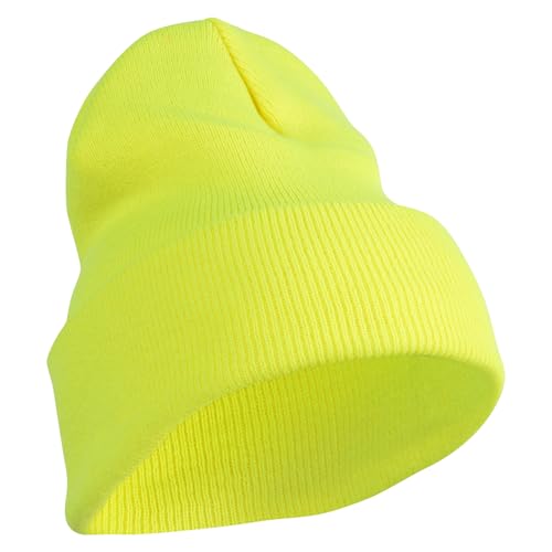 e4Hats.com 12 inch Cuffed Knit Long Beanie - color: Safety Yellow