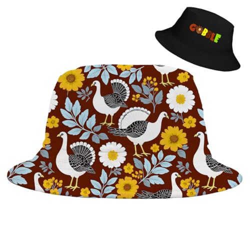 Bucket Hat for Men Women Funny Holiday Fishing Hat Cute Fisherman Cap - color: T-turkey