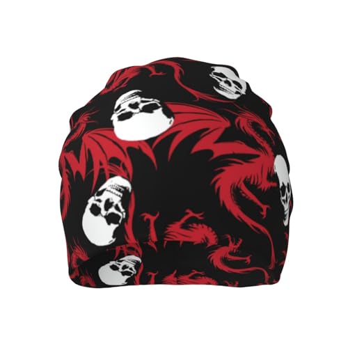 Slouchy Beanie Hat Skull Cap Chemo Headwear Baggy Hats for Men Women Running Cycling - color: Dragon Skull