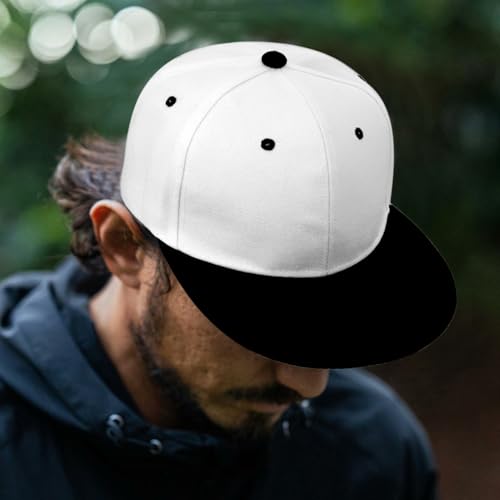 Snapback Hat Flat Bill Visor Hats Adjustable Hip Hop Baseball Cap for Women Men - color: White Black
