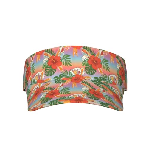 Adjustable Lightweight Open Top Sports Sun Visor Hat Cap for Golf Tennis - color: Sunset Hawaiian Floral
