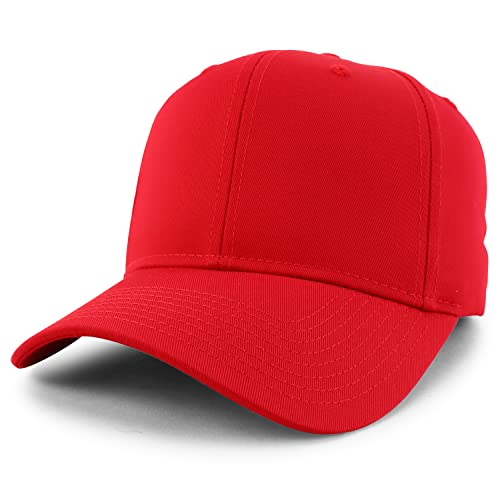 Trendy Apparel Shop High Crown Adjustable Plain Solid Baseball Cap - color: Red
