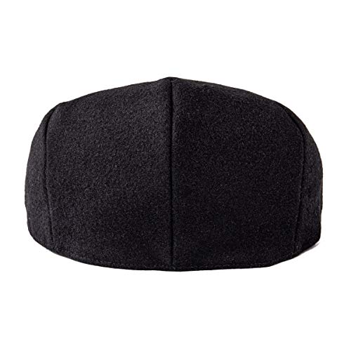 FEINION Men's Wool Tweed Newsboy Ivy Cap Gatsby Golf Flat Hat - color: Black, size: 7 1/4