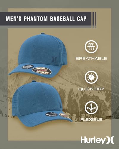Hurley Men's Baseball Cap - Sweat-Wicking Fitted Baseball Hats for Men (S-XL) - color: Obsidian, size: Small-Medium