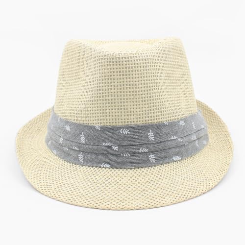 LIDHAY Straw Fedora Hat for Men Women |Short Brim Panama Sun Hat - color: Beige