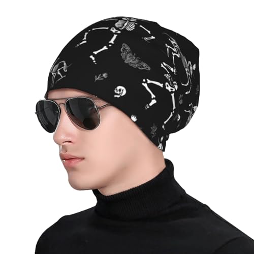 Slouchy Beanie Hat Skull Cap Chemo Headwear Baggy Hats for Men Women Running Cycling - color: Dancing Skull