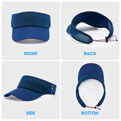 LONGLONG Sports Sun Visor Hat with Non-Slip Toggle Breathable for Women Men - color: Navy Blue