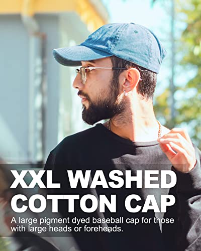 Zylioo XXL Baseball Cap for Big Heads Men Women, Washed Denim Dad Hat - color: Turquoise, size: Large
