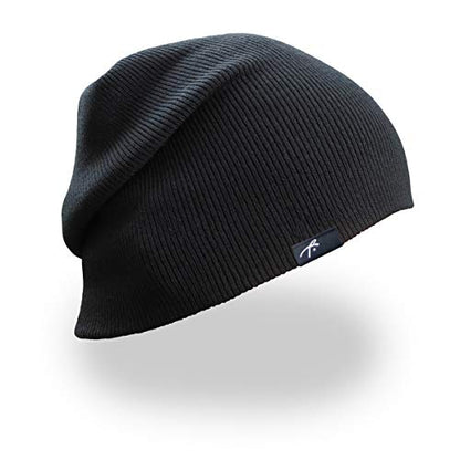 Grace Folly Slouchy Beanie for Men & Women, Cuffed Acrylic Knit Winter Hat - color: Black