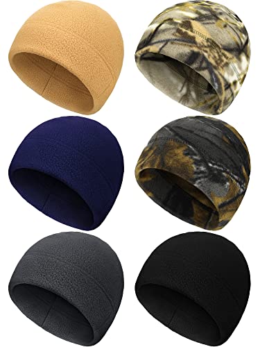 Geyoga 6 Pcs Fleece Beanie Fleece Skull Cap - color: Classic Colors Assorted, size: One Size