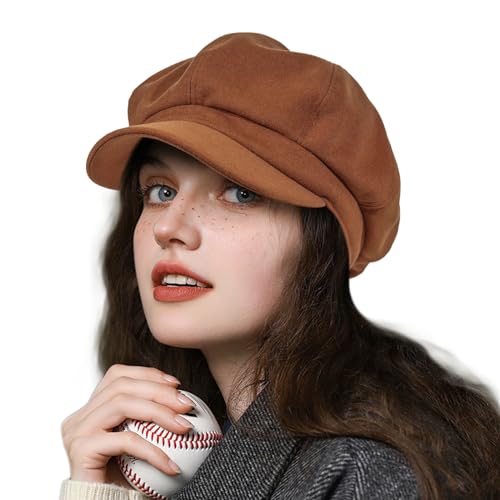 Women's Newsboy Hats Fashion Vintage 8 Panels Visor Beret Cabbie Cap Ladies Paperboy Cap - color: 2coffee