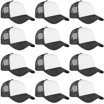 Falari 12 Pack Bulk Wholesale Mesh Trucker Hats 5 Panel and 6 Panel Baseball Caps for Men and Women - color: 5 Panel - Dark Gray