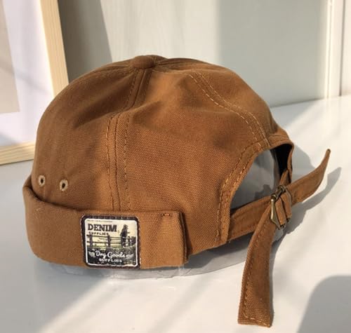 Quanhaigou Brimless Sailor Cap,Adjustable Rolled Cuff Skull Beanie Hats for Men Women - color: Khaki