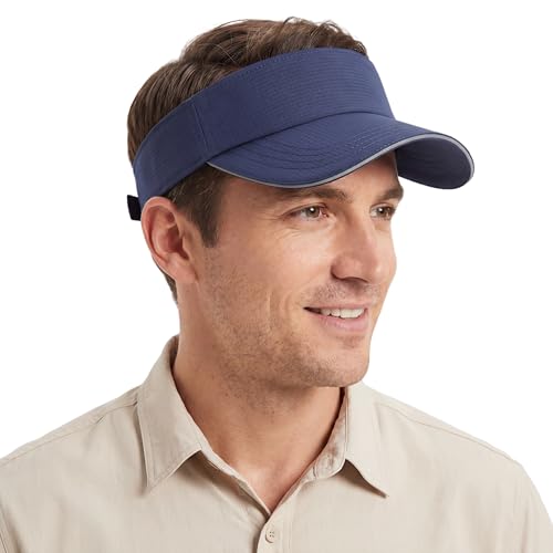 Home Prefer UPF50+ Sports Sun Visor Men Women Lightweight Packable Cooling Visor Hat for Running Tennis Golf - color: Evening Blue