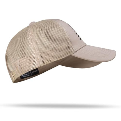 American Flag Trucker Hat - Snapback Hat, Baseball Cap for Men Women - Breathable Mesh Side, Adjustable Fit - for Casual Wear - color: Khaki