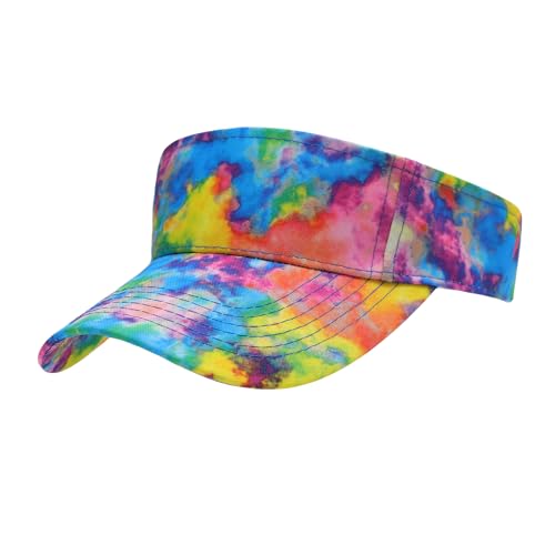 ZLYC Print Sports Sun Visors for Women Girls - color: Tie Dyed Colorful